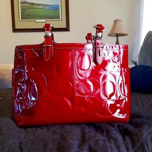 Coach Red patent two handle satchel